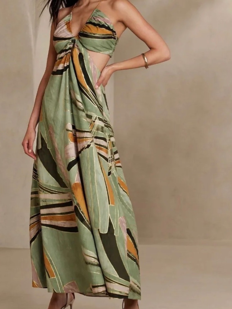 Banana Republic Manon Linen Blend Maxi Dress Size 4